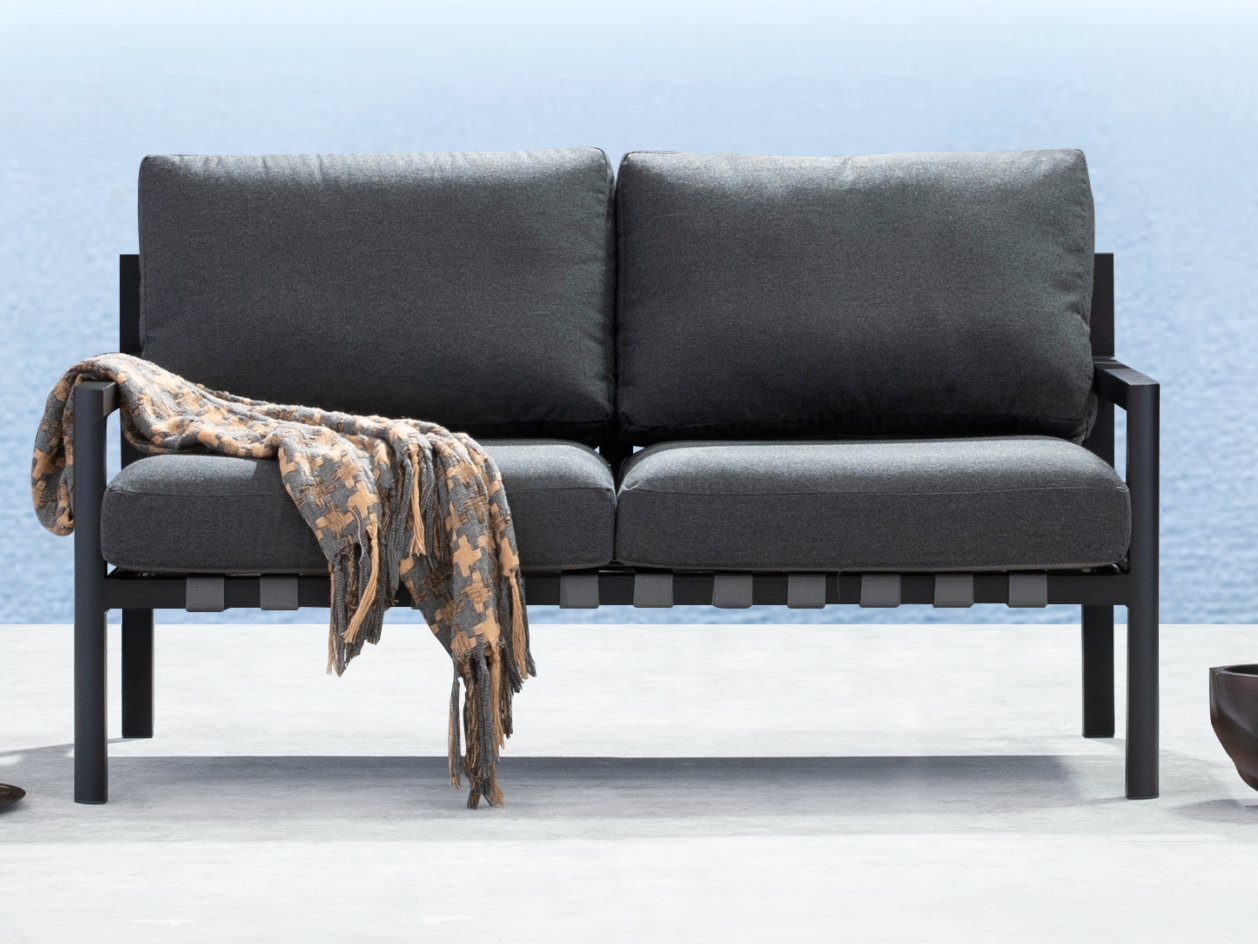 Manly Black Outdoor Two Seat Sofa 2