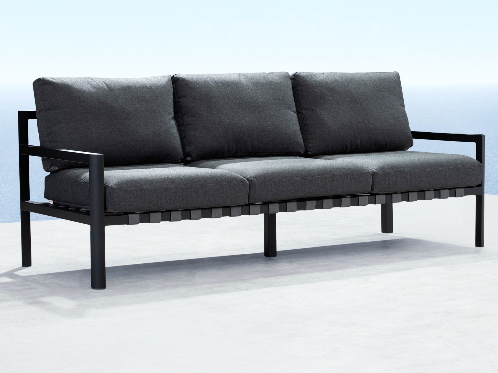 Manly Black Outdoor Three Seat Sofa 2