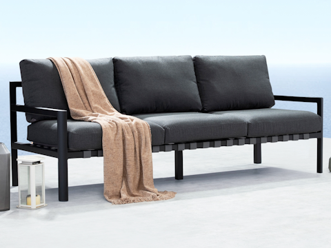 Manly Black Outdoor Three Seater Sofa 4