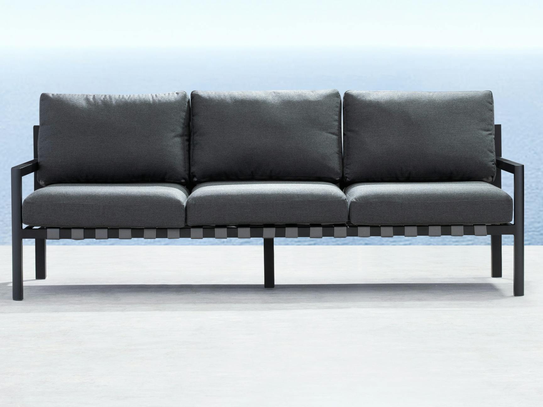 Manly Black Outdoor Three Seat Sofa