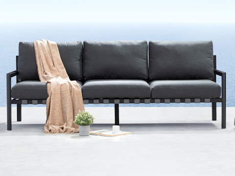 Manly Black Outdoor Three Seater Sofa 3