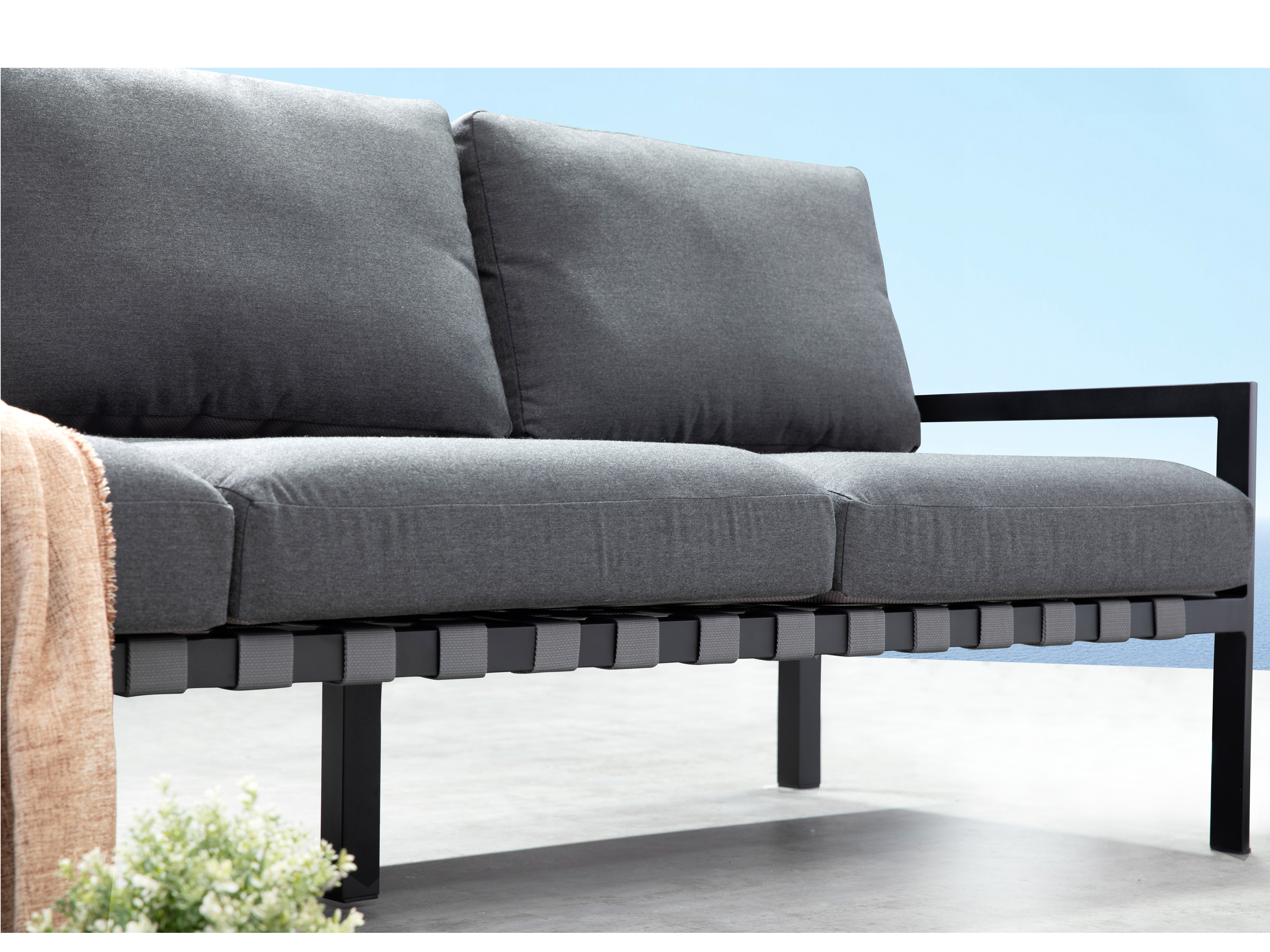 Manly Black Outdoor Three Seat Sofa 5
