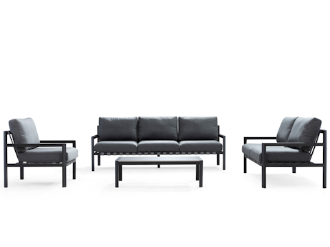 Manly Black Outdoor Sofa Suite 3 + 2 + 1 With Coffee Table 9