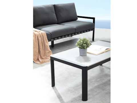 Manly Black Outdoor Sofa Suite 3 + 2 + 1 With Coffee Table 5