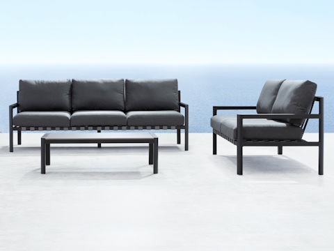 Manly Black Outdoor Sofa Suite 3 + 2 With Coffee Table 1