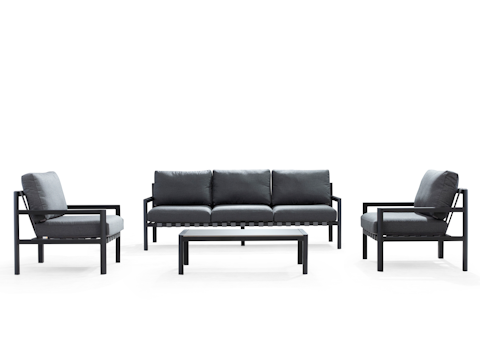 Manly Black Outdoor Sofa Suite 3 + 1 + 1 With Coffee Table 5