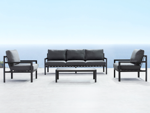 Manly Black Outdoor Sofa Suite 3 + 1 + 1 With Coffee Table 1