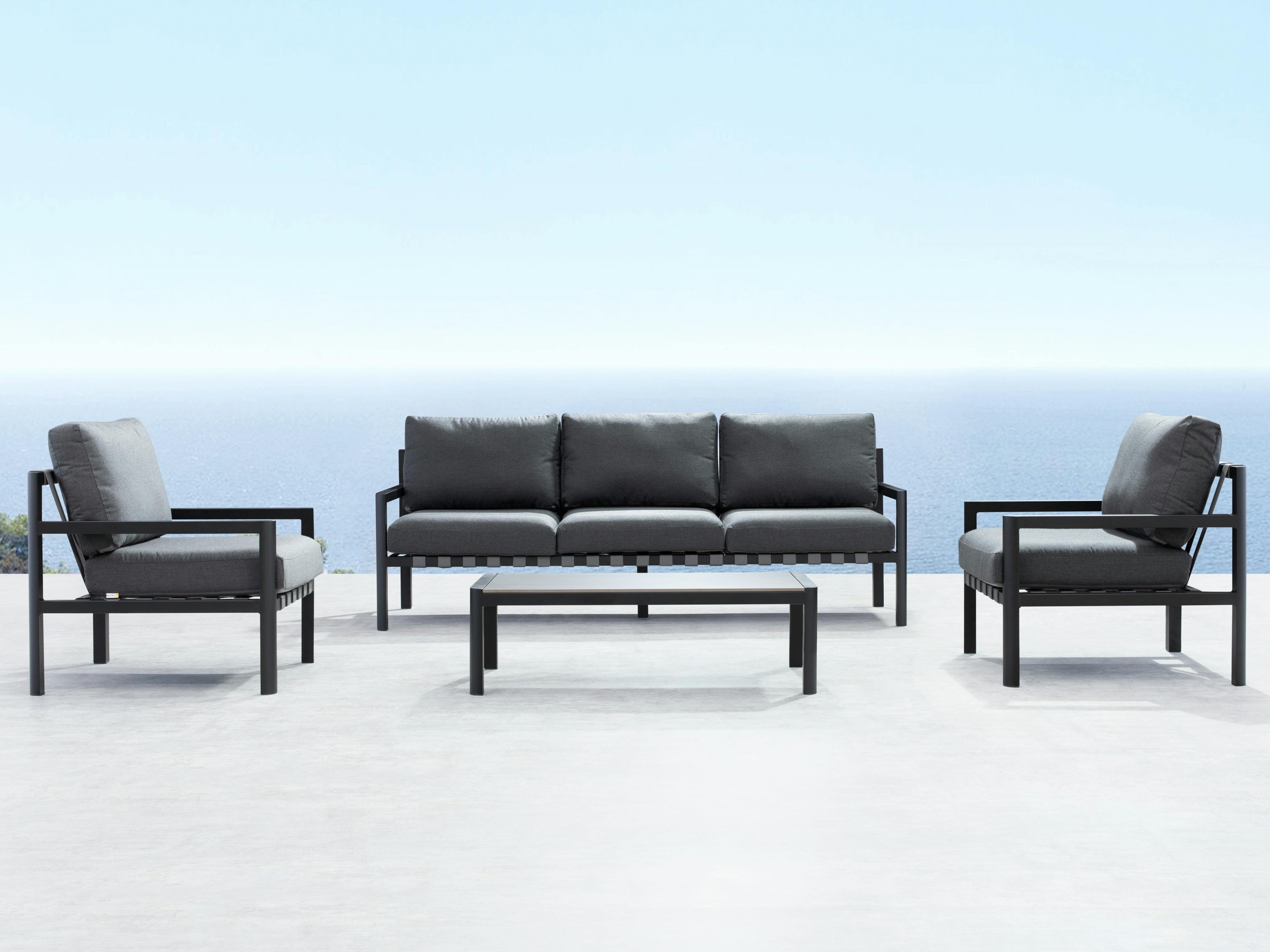 Manly Black Outdoor Sofa Suite 3 + 1 + 1 With Coffee Table