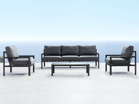 Manly Black Outdoor Sofa Suite 3 + 1 + 1 With Coffee Table