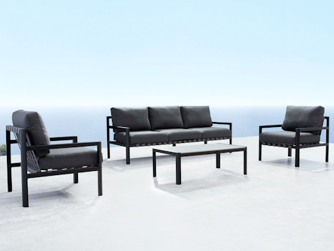 Manly Black Outdoor Sofa Suite 3 + 1 + 1 With Coffee Table 3