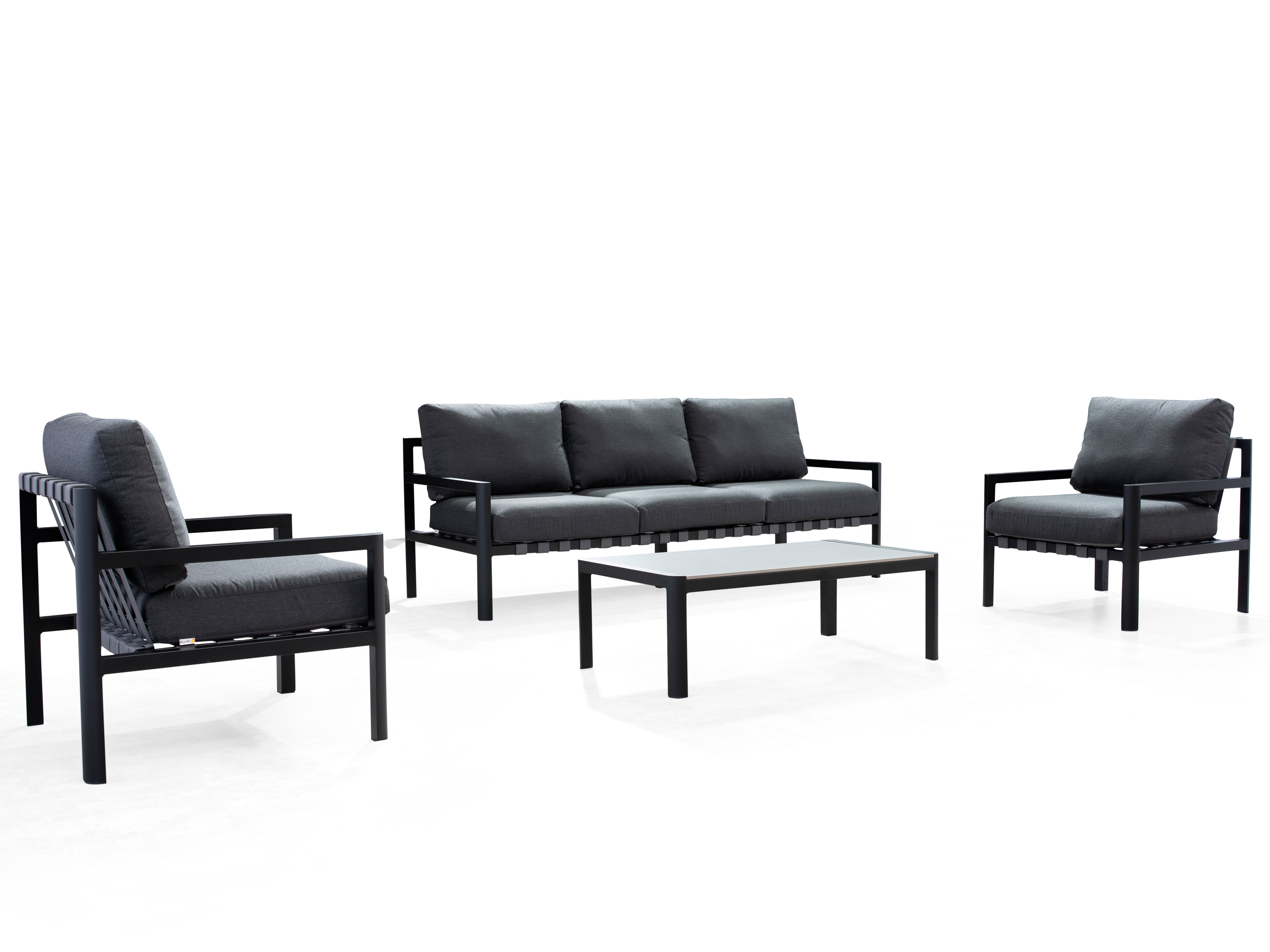 Manly Black Outdoor Sofa Suite 3 + 1 + 1 With Coffee Table 6