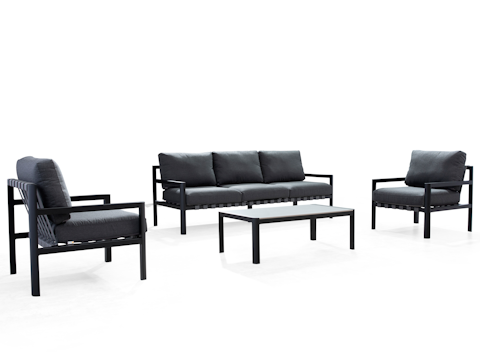 Manly Black Outdoor Sofa Suite 3 + 1 + 1 With Coffee Table 6