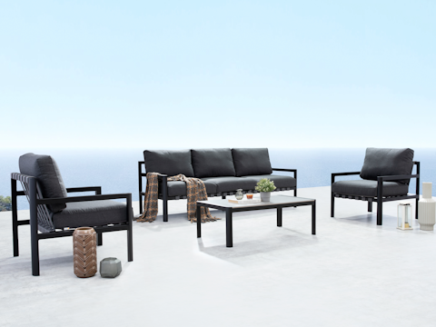 Manly Black Outdoor Sofa Suite 3 + 1 + 1 With Coffee Table 4