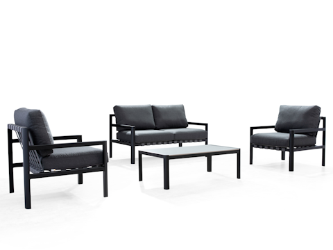 Manly Black Outdoor Sofa Suite 2 + 1 + 1 With Coffee Table 5