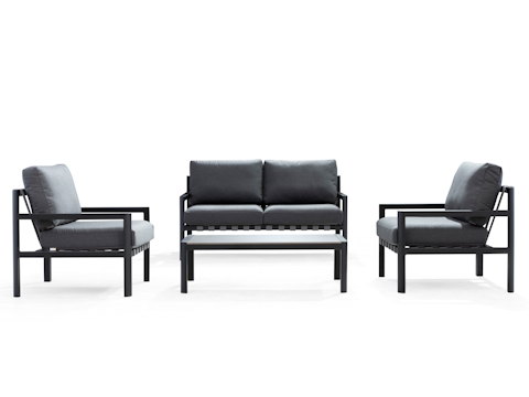 Manly Black Outdoor Sofa Suite 2 + 1 + 1 With Coffee Table 4