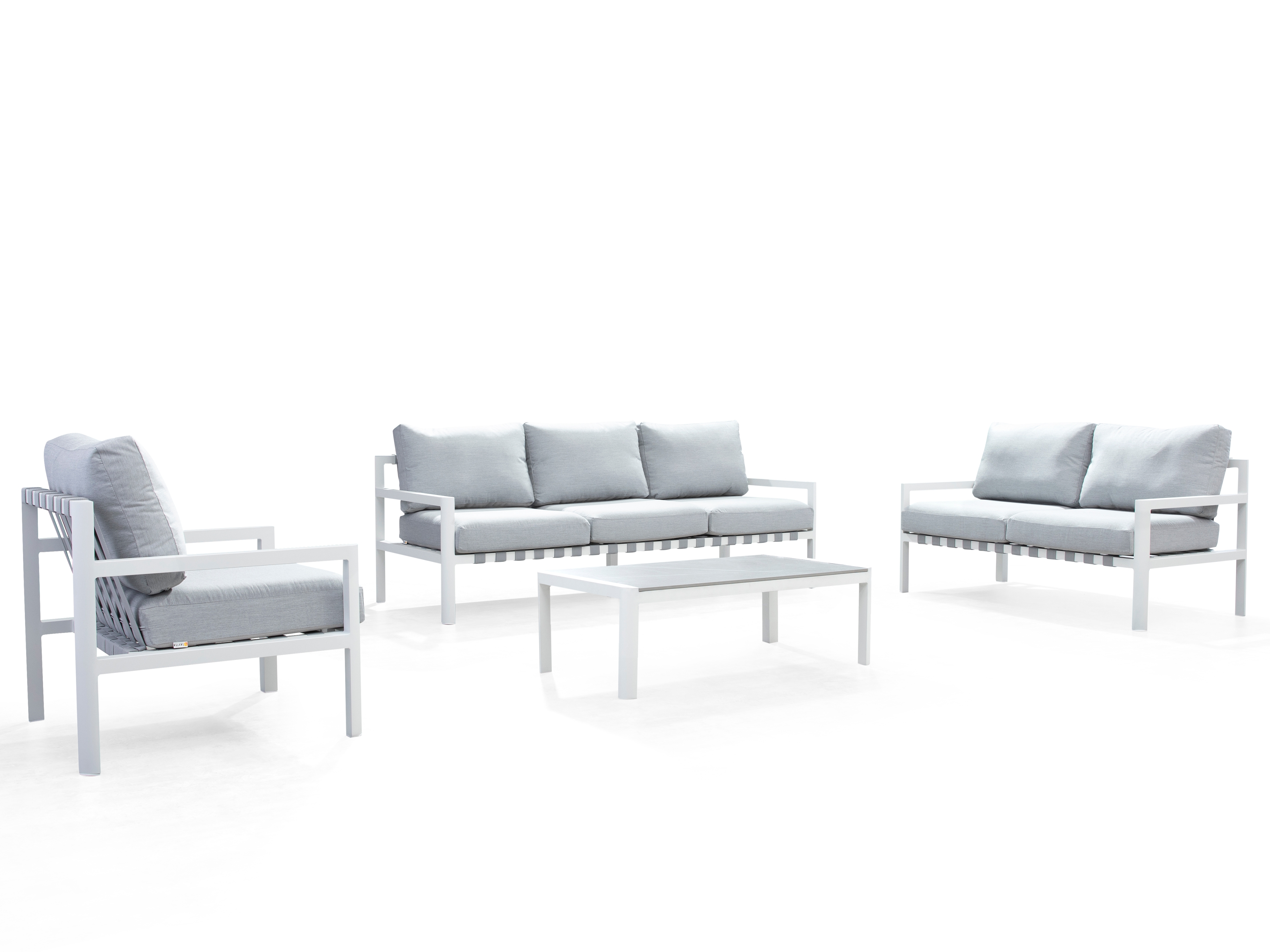 Manly White Outdoor Sofa Suite 3 + 2 + 1 With Coffee Table 6