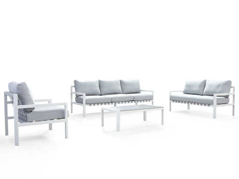Manly White Outdoor Sofa Suite 3 + 2 + 1 With Coffee Table 6