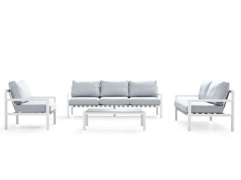 Manly White Outdoor Sofa Suite 3 + 2 + 1 With Coffee Table 7