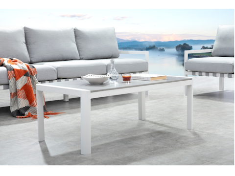 Manly White Outdoor Sofa Suite 3 + 2 + 1 With Coffee Table 5