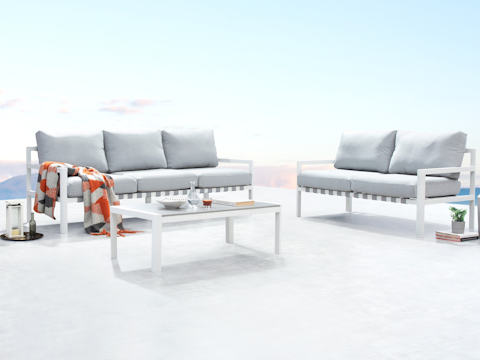 Manly White Outdoor Sofa Suite 3 + 2 With Coffee Table 4