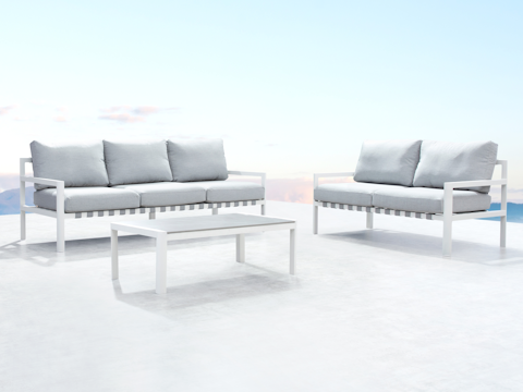 Manly White Outdoor Sofa Suite 3 + 2 With Coffee Table 3