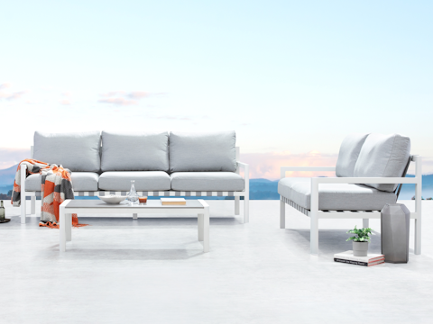 Manly White Outdoor Sofa Suite 3 + 2 With Coffee Table 2