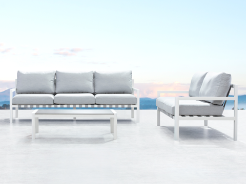 Manly White Outdoor Sofa Suite 3 + 2 With Coffee Table 1