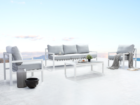 Manly White Outdoor Sofa Suite 3 + 1 + 1 With Coffee Table 4