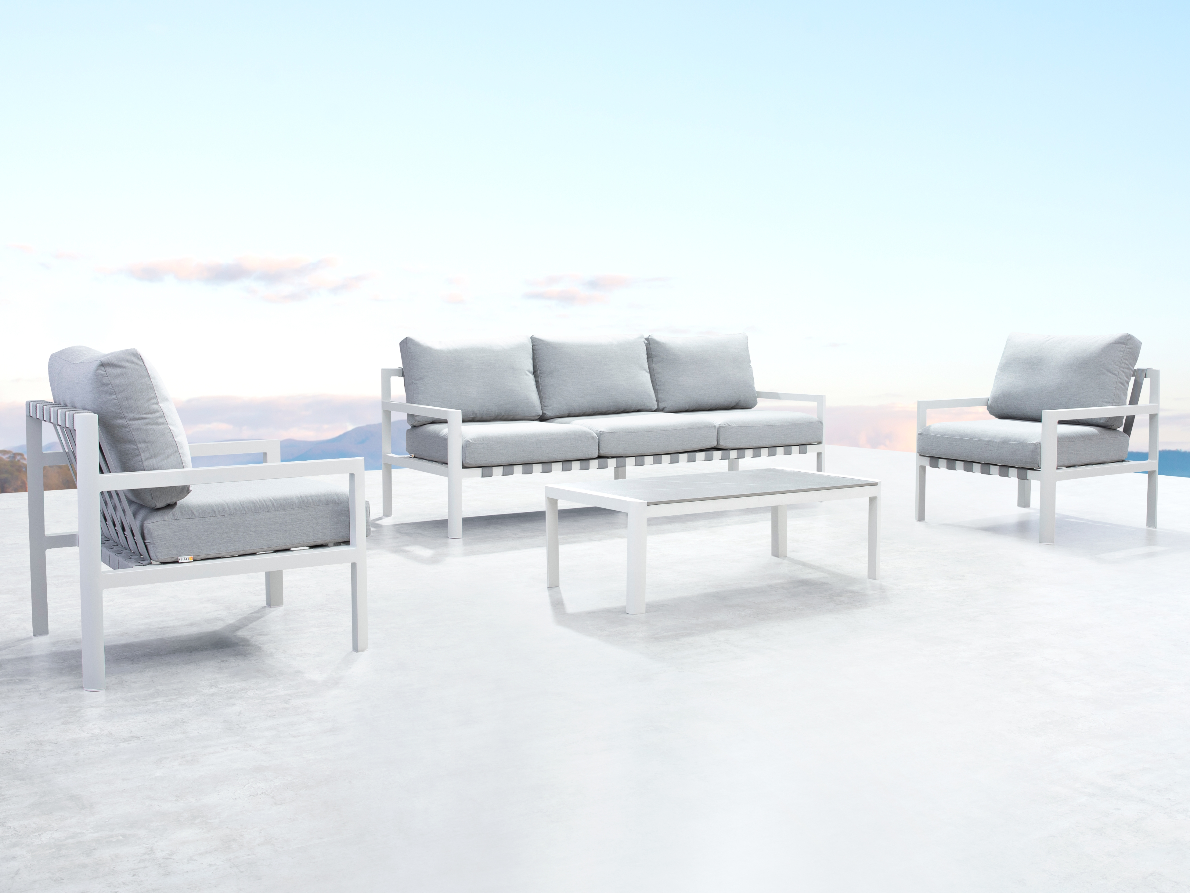 Manly White Outdoor Sofa Suite 3 + 1 + 1 With Coffee Table 3