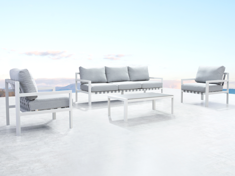 Manly White Outdoor Sofa Suite 3 + 1 + 1 With Coffee Table 3