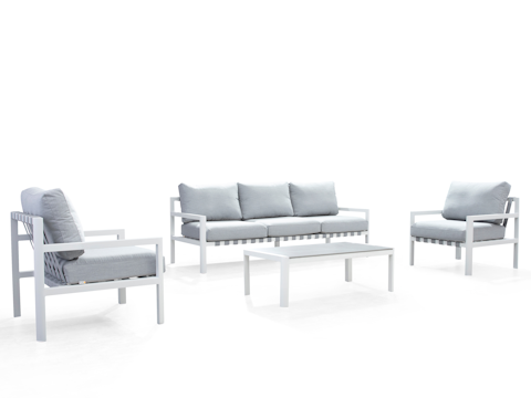 Manly White Outdoor Sofa Suite 3 + 1 + 1 With Coffee Table 7