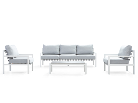 Manly White Outdoor Sofa Suite 3 + 1 + 1 With Coffee Table 5