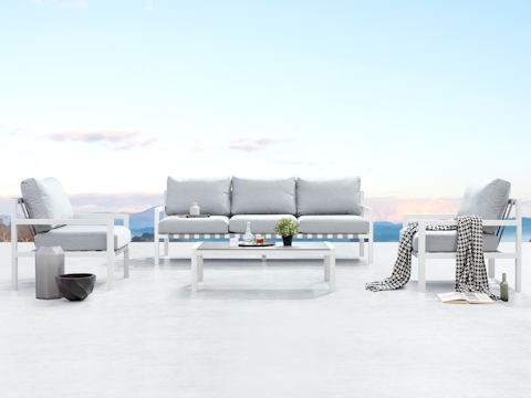 Manly White Outdoor Sofa Suite 3 + 1 + 1 With Coffee Table 2