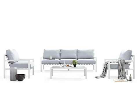 Manly White Outdoor Sofa Suite 3 + 1 + 1 With Coffee Table 6