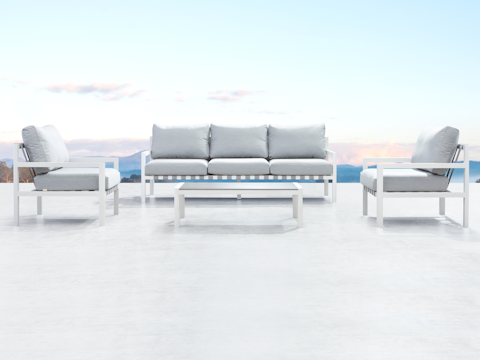 Manly White Outdoor Sofa Suite 3 + 1 + 1 With Coffee Table 1