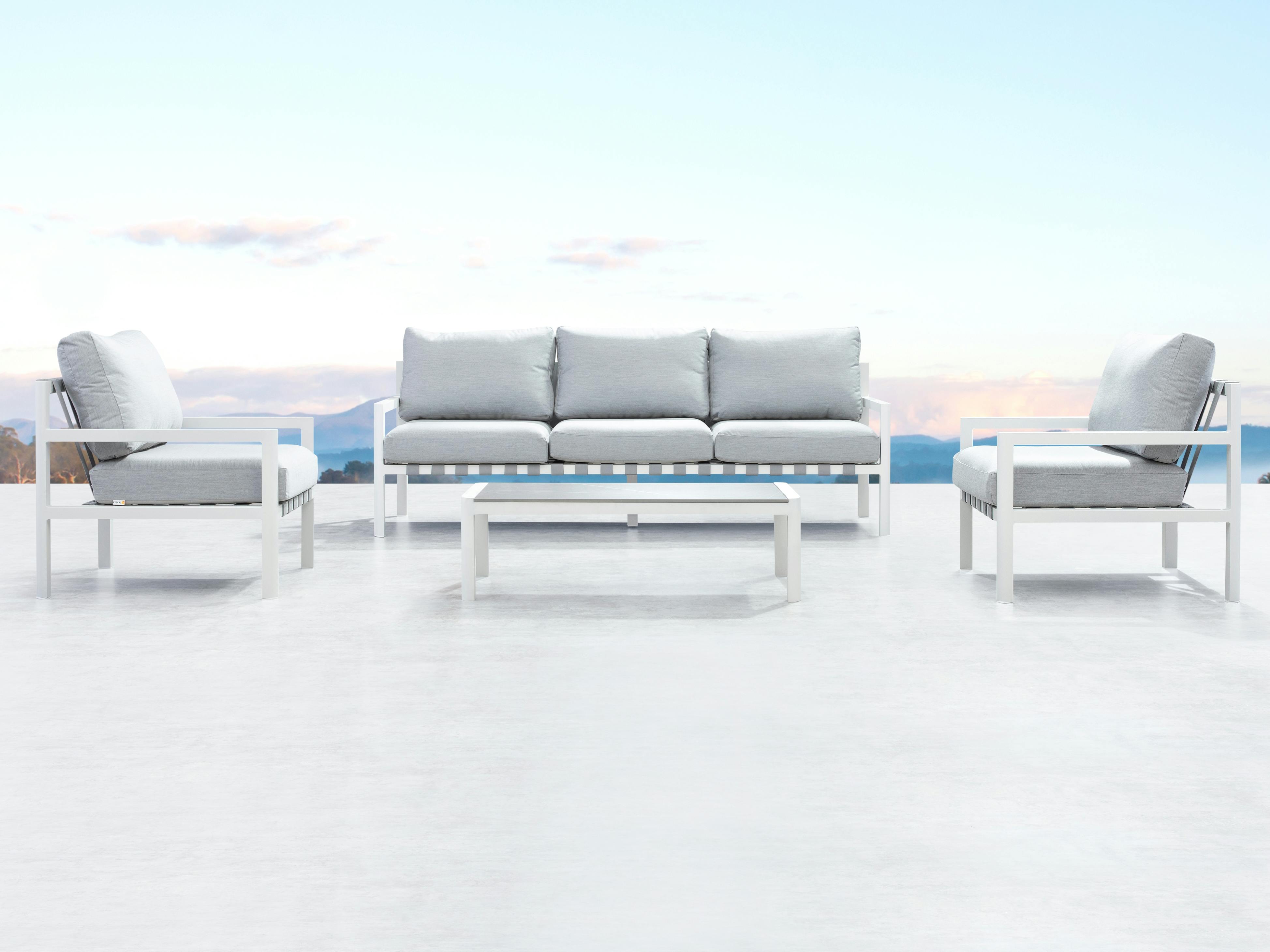Manly White Outdoor Sofa Suite 3 + 1 + 1 With Coffee Table