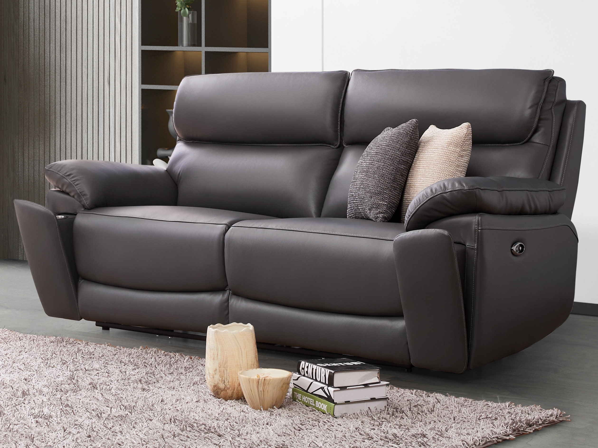 Olite Leather Recliner Three Seat Sofa 5