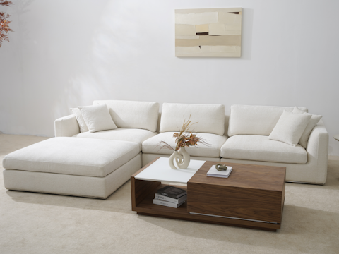 Vogue Fabric Three Seater Sofa With Ottoman 3