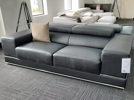 NAPOLEON Leather Two Seat Sofa (Main Colour: Essential Black, Material: Leather + Match)