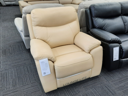 BALMORAL Leather Recliner Armchair (Colour: Standard Beige, Recliner Type: Manual Recliner, Material: Full Leather)