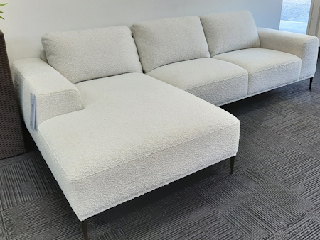 GEMMA Boucle Fabric Chaise Lounge (Fabric Colour: Boucle White)
