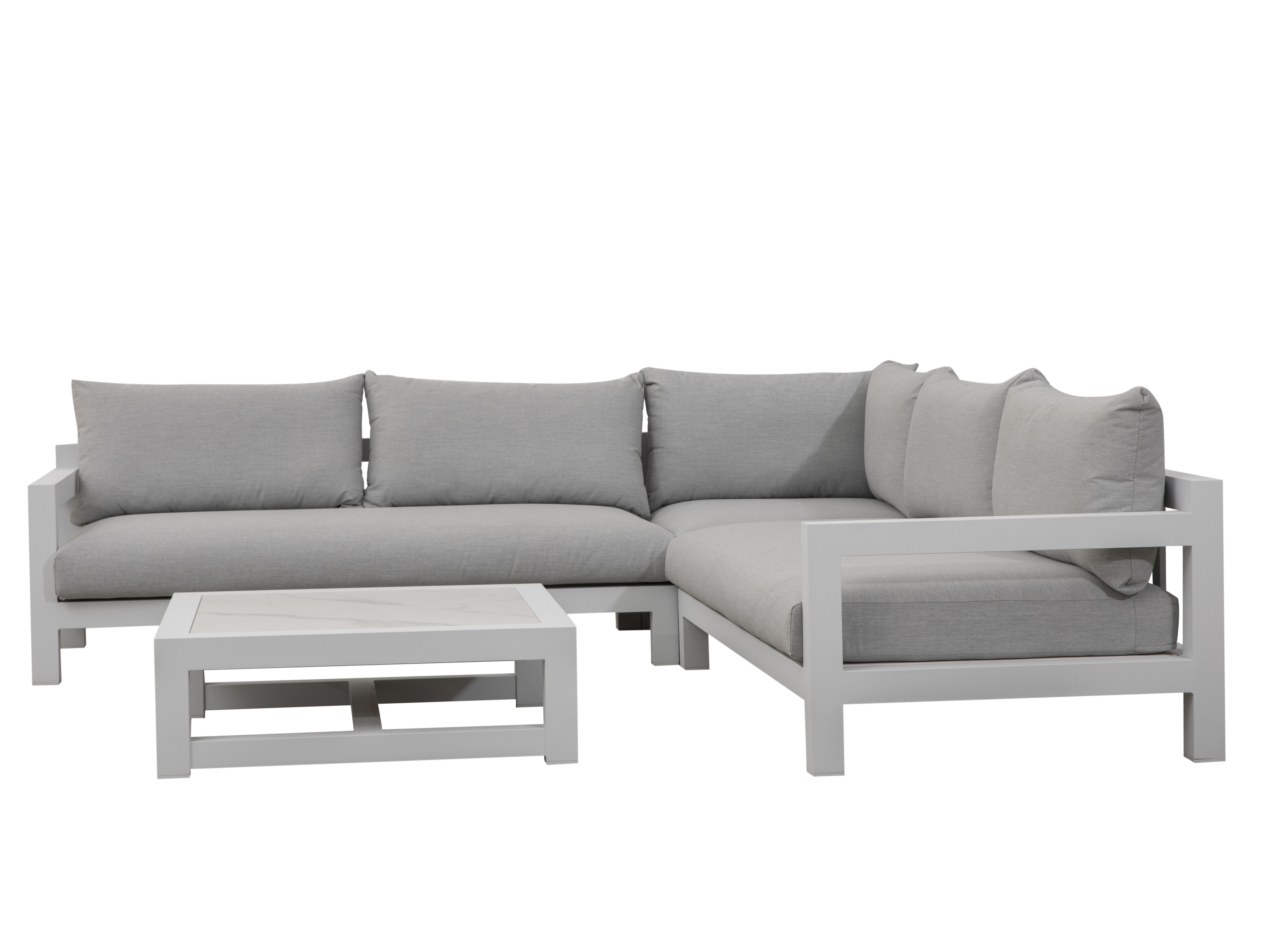 Byron White Outdoor Corner Lounge With Square Coffee Table 2