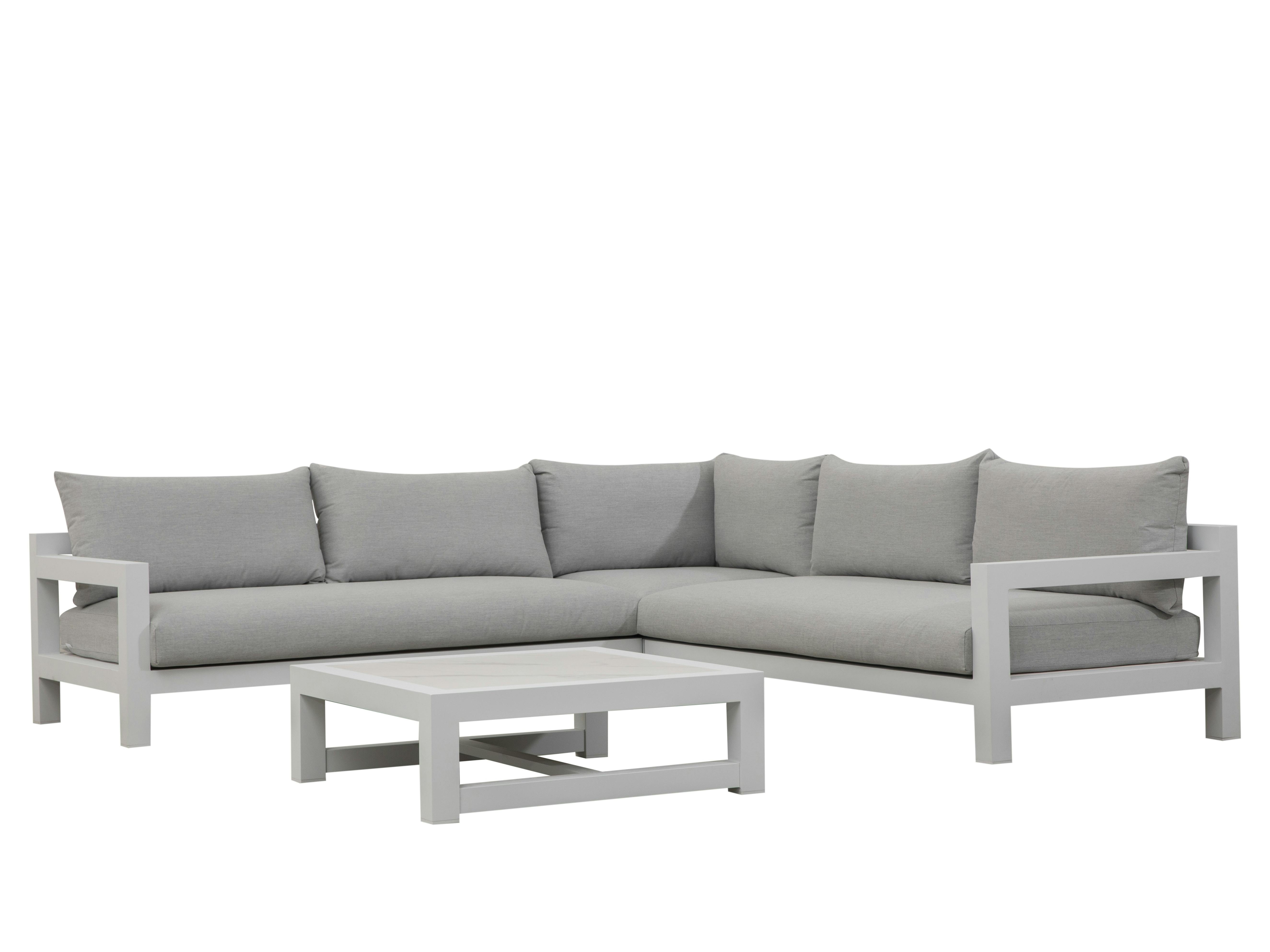 Byron White Outdoor Corner Lounge With Square Coffee Table