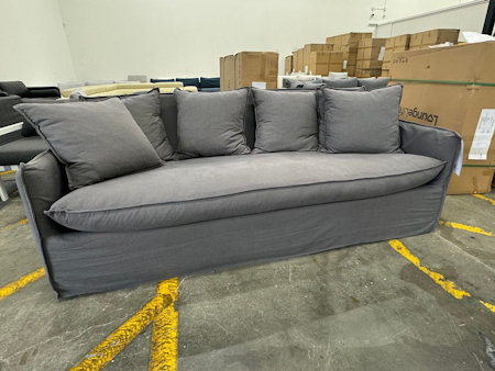 COCO Fabric Three Seater Sofa (Sky Flat Ash)