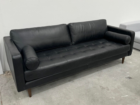 HUGO Leather Three Seater Sofa (Full Leather - Vintage Black)