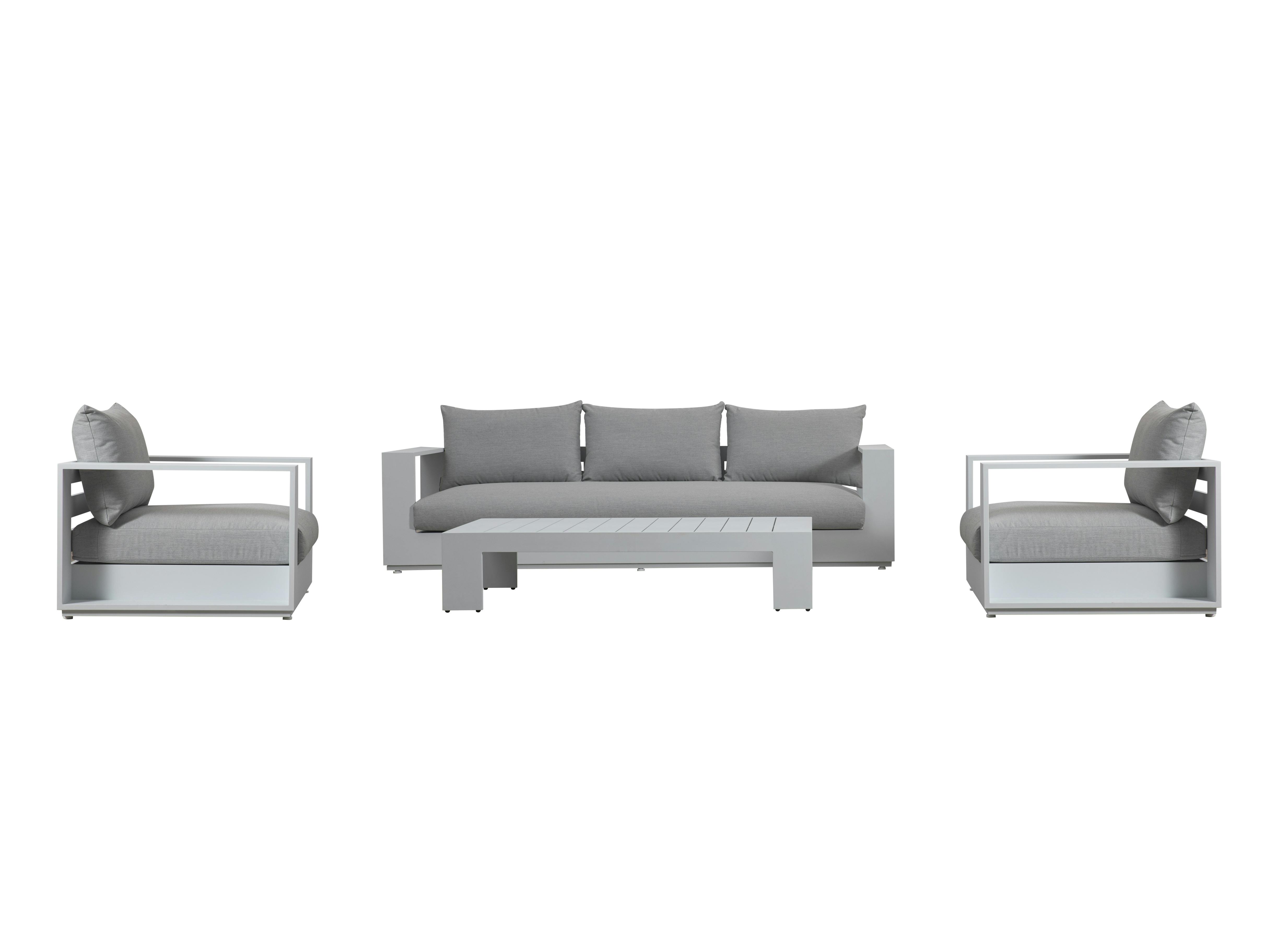 Mackay White Outdoor Sofa Suite 3 + 1 + 1 With Coffee Table