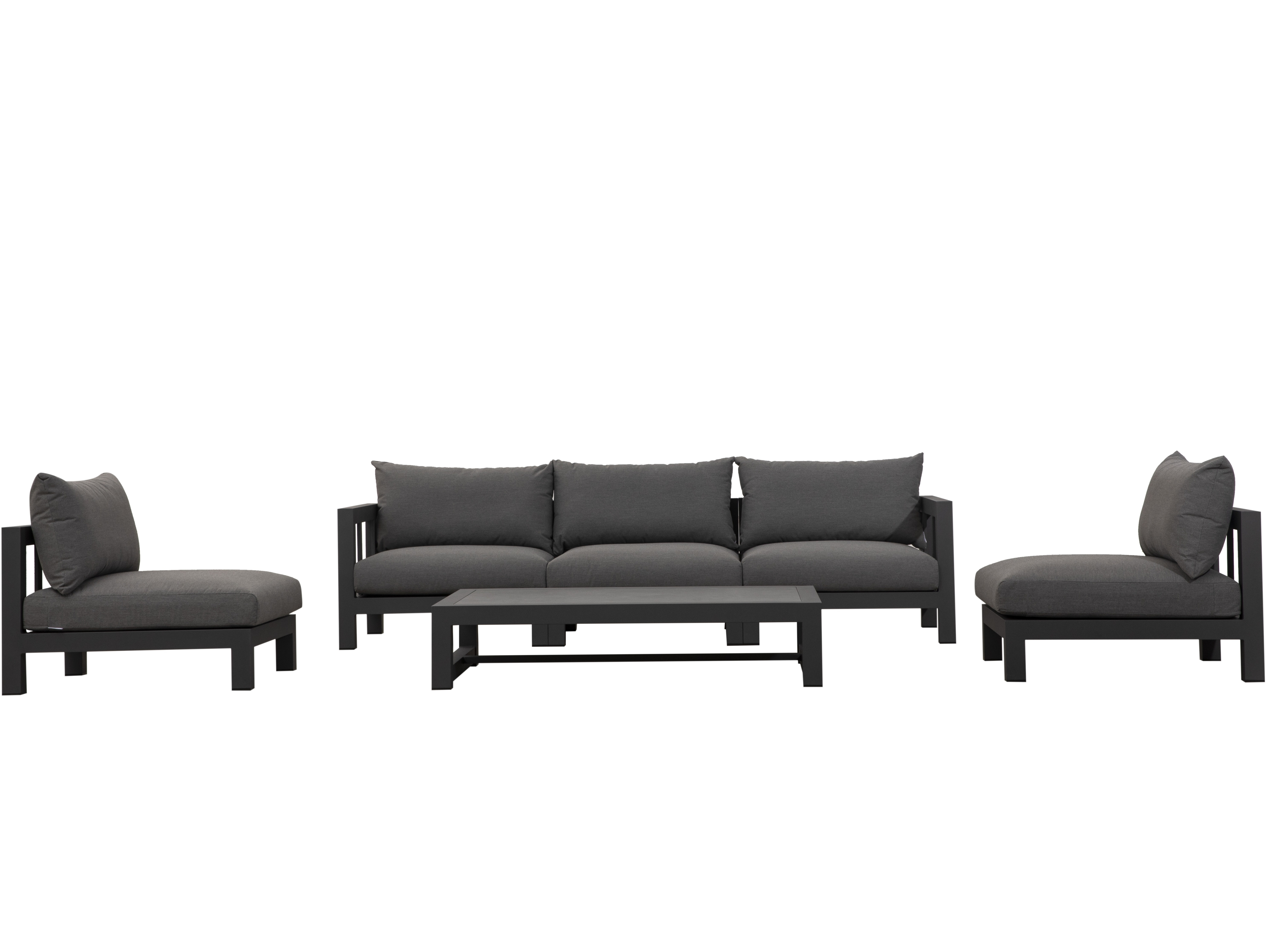 Byron Charcoal Outdoor Seven Ways Lounge System With Rectangular Coffee Table 2