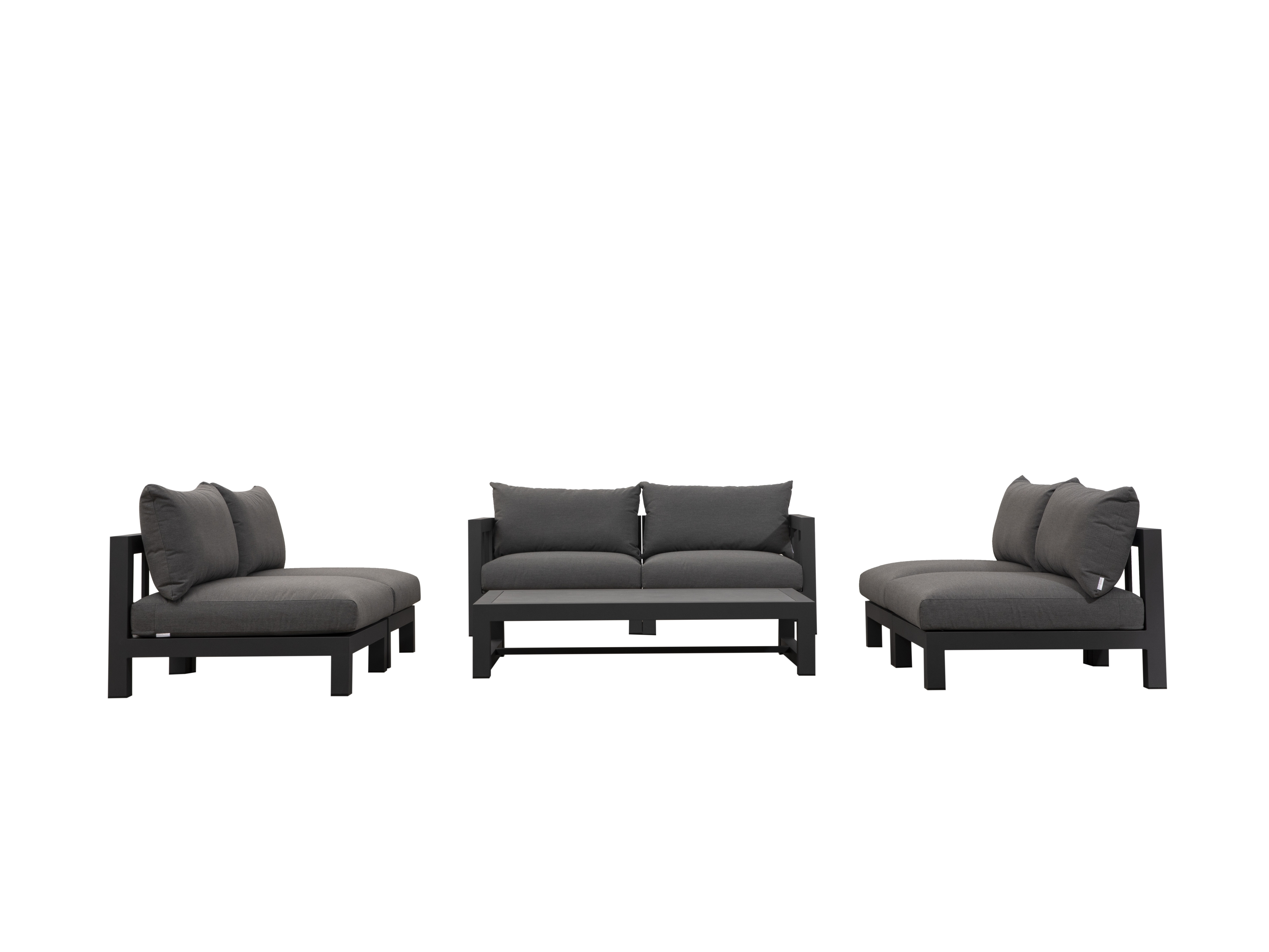 Byron Charcoal Outdoor Seven Ways Lounge System With Rectangular Coffee Table 3