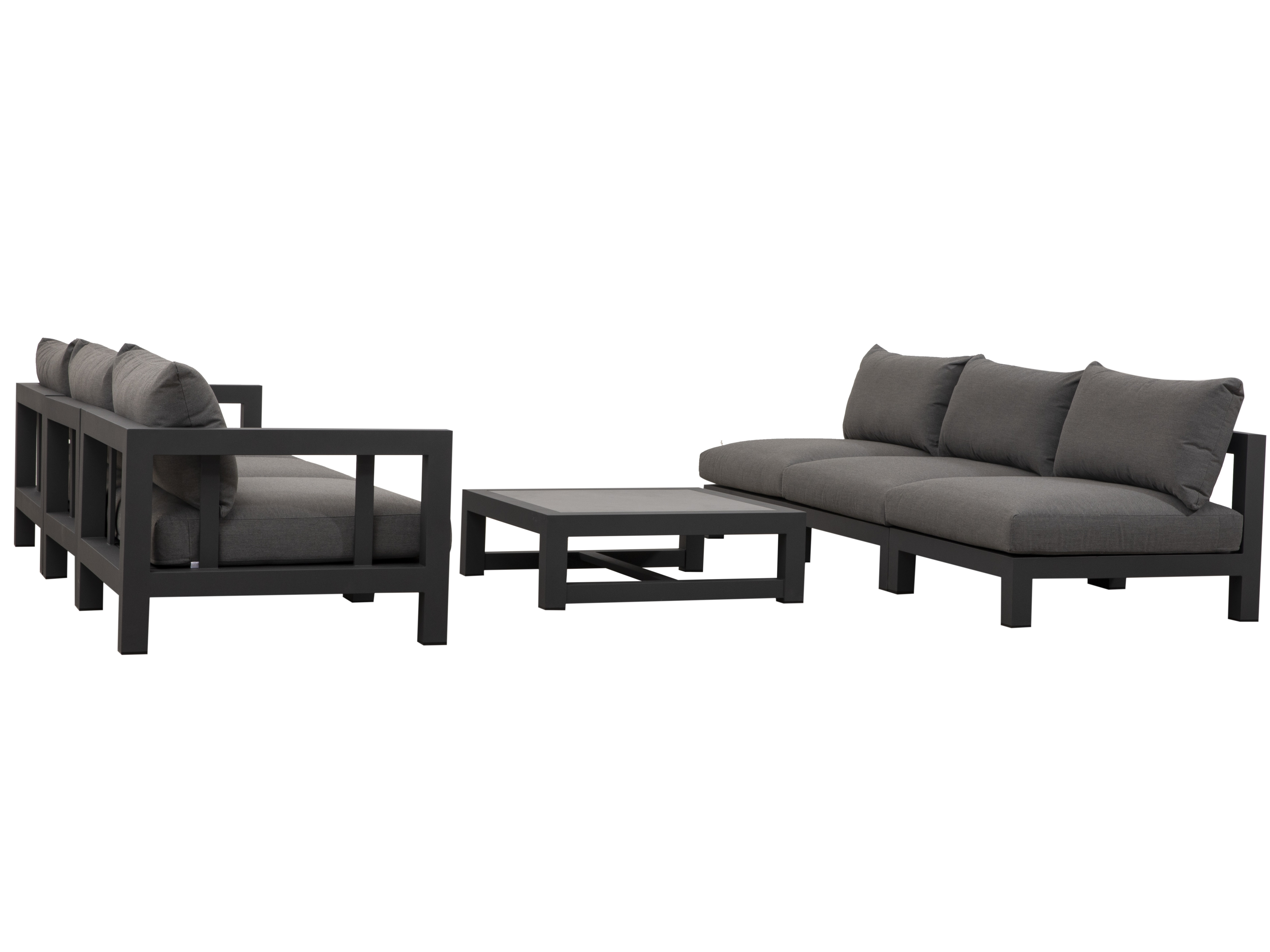 Byron Charcoal Outdoor Seven Ways Lounge System With Rectangular Coffee Table 5
