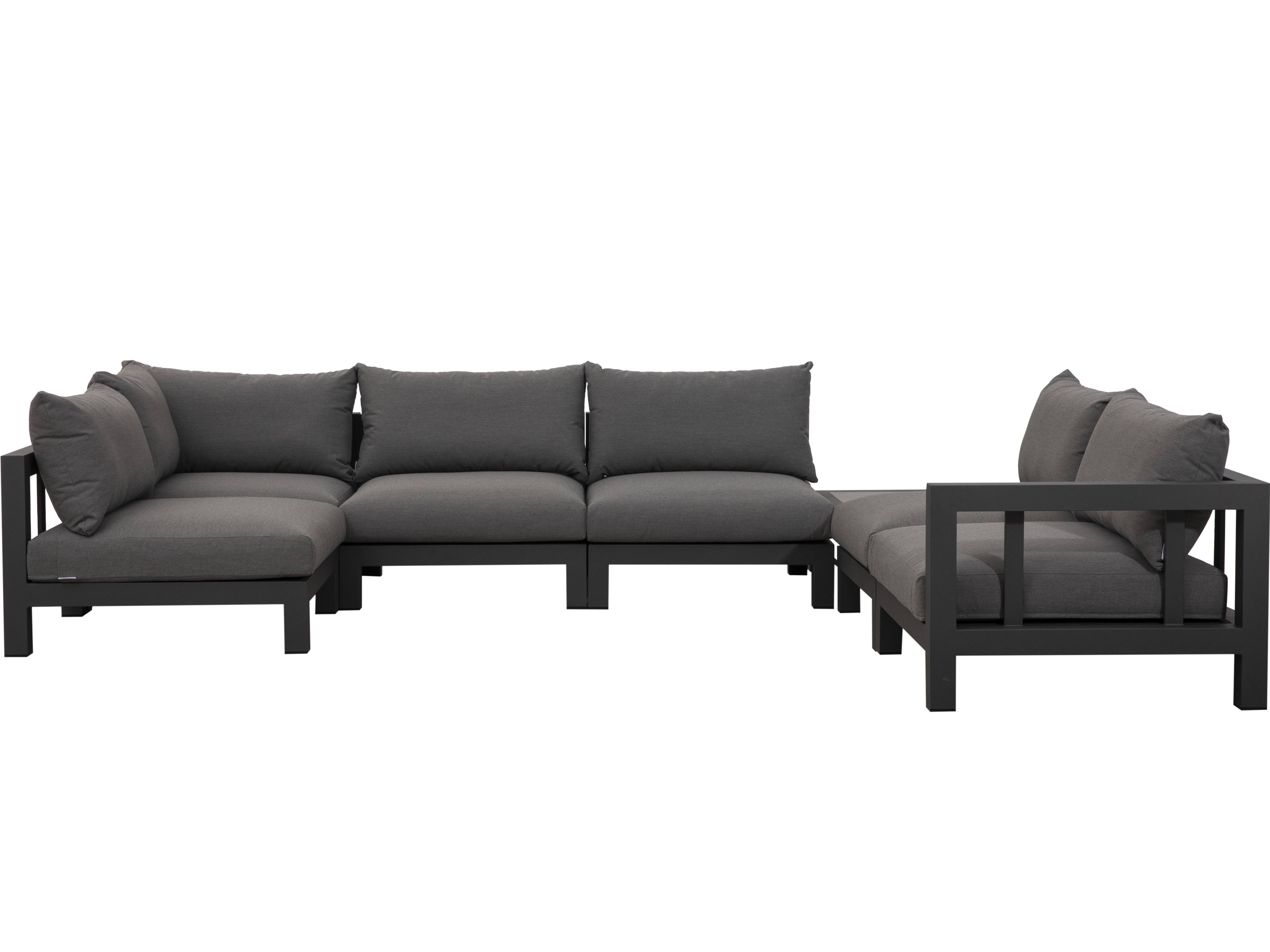 Byron Charcoal Outdoor Seven Ways Lounge System With Rectangular Coffee Table 7